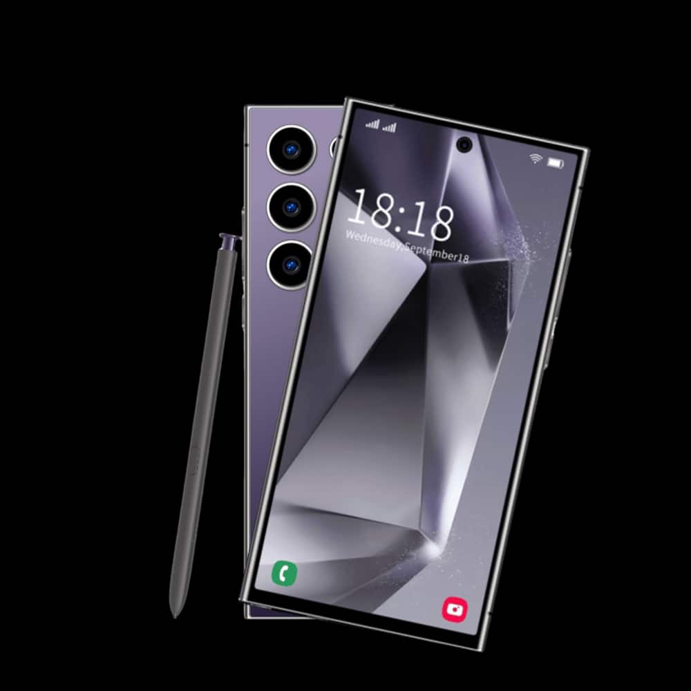 Loheer - I24 Ultra Android Phone 8+256GB 6.8 Inch FHD Dual SIM Unlocked Smartphone Built-In Pen - Purple