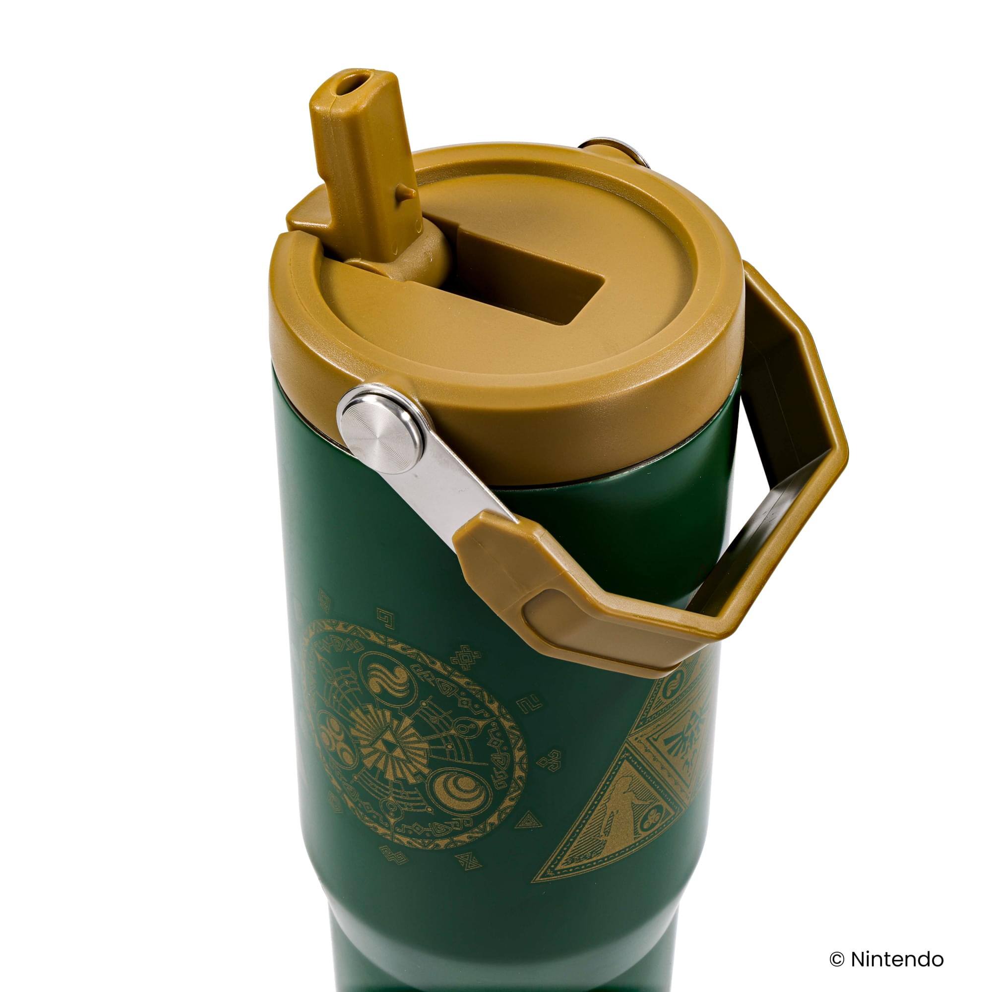 Alt View 3. Pyramid America - The Legend Of Zelda Icons 30-Ounce Flip Straw Stainless Steel Tumbler - Green.