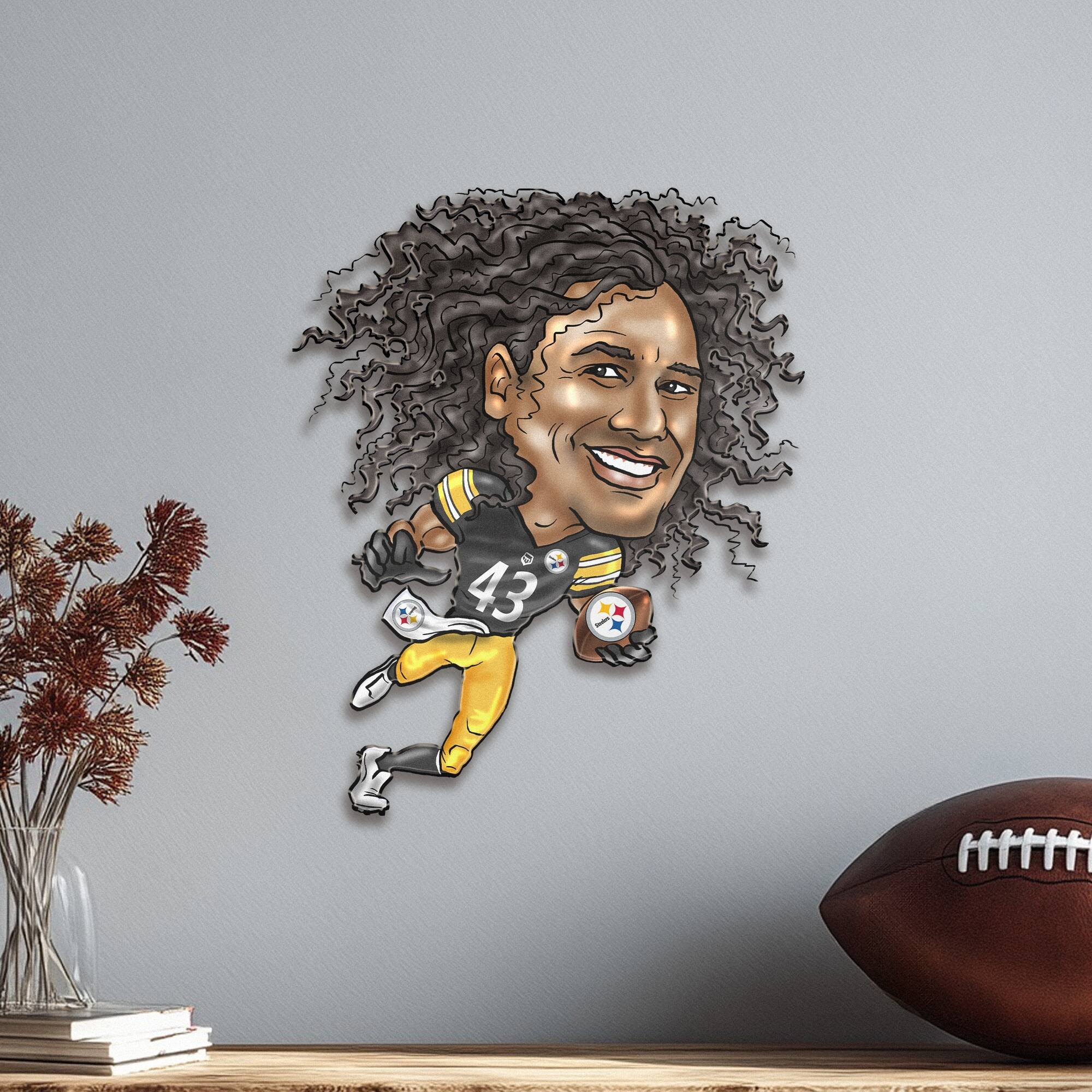 Alt View 1. Sporticulture - Troy Polamalu Pittsburgh Steelers Metal Caricature Wall Art - Black.