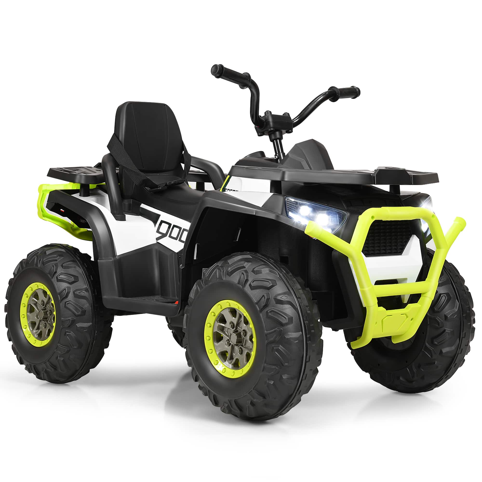 Gymax - 12V Electric Kids Ride On Car ATV 4-Wheeler Quad w/ LED Light - White