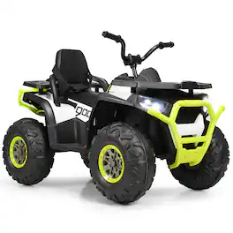 Gymax - 12V Electric Kids Ride On Car ATV 4-Wheeler Quad w/ LED Light - White