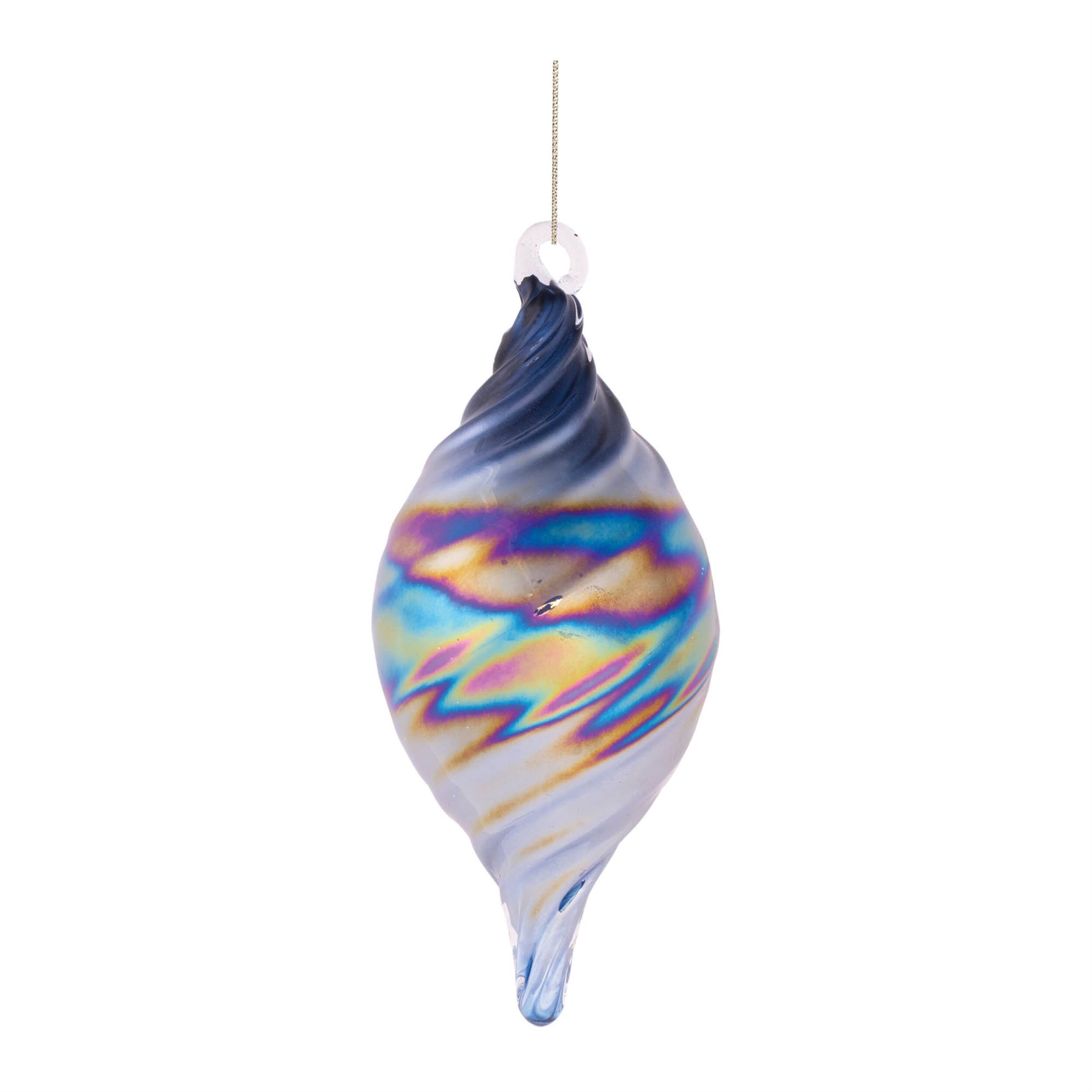 Back. BreeBe - Iridescent Swirled Glass Ornament (Set of 12) - Blue, Purple.