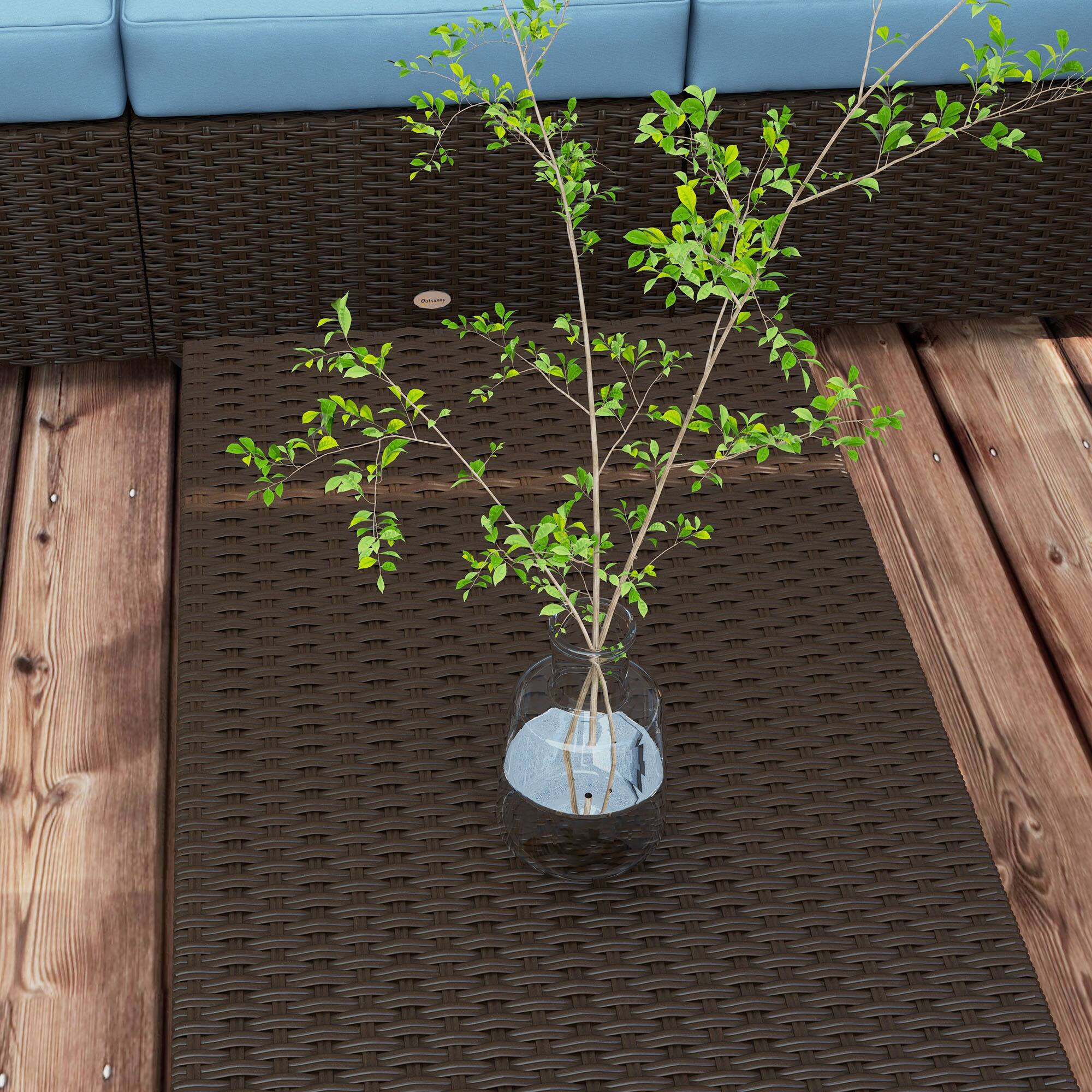 Alt View 7. Outsunny - 5 Piece Patio Furniture Set with Cushions, Outdoor PE Rattan Wicker Conversation Sofa Set with Storage Bin Coffee Table - Blue.