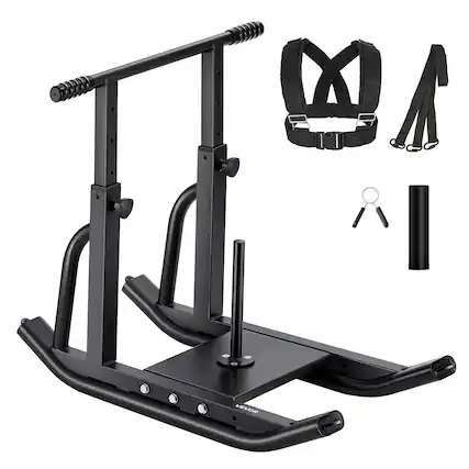 Front. VEVOR - Weight Sled, Steel Power Sled, Fitness Training Sleds for Athletic Exercise Speed Improvement, Workout Equipment - Black.