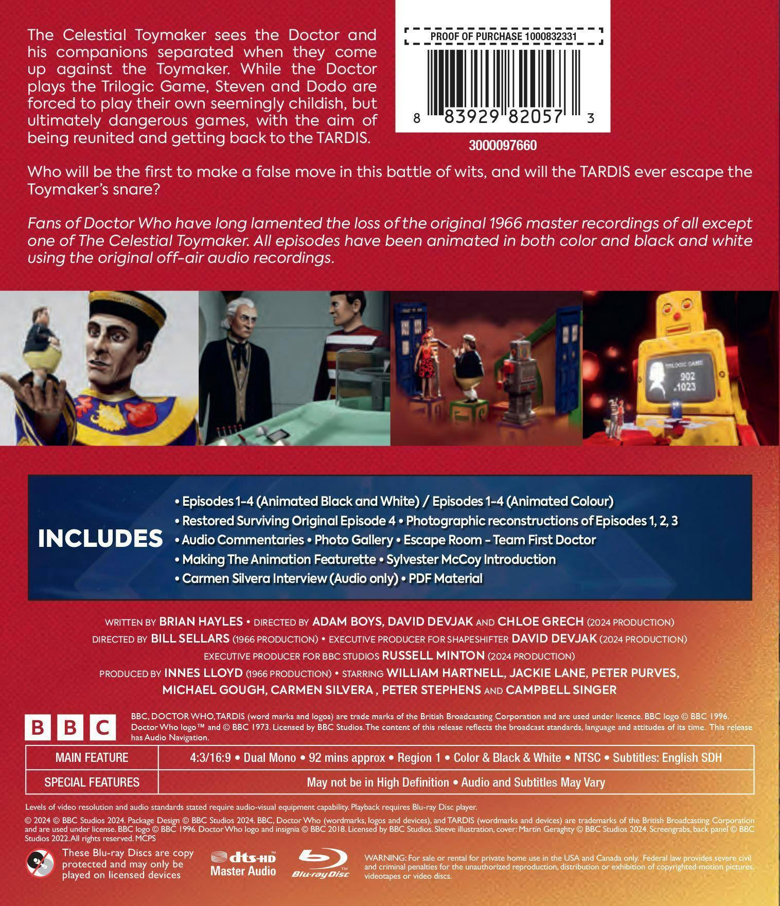 Back. Doctor Who: The Celestial Toymaker [Blu-ray].