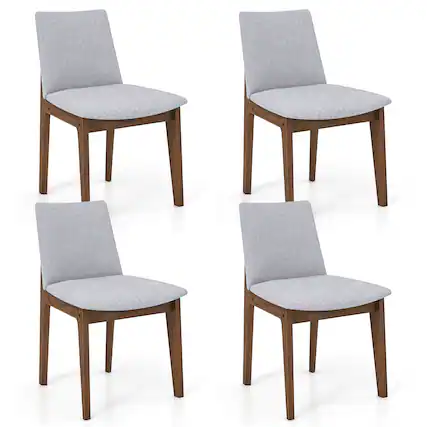 Front. Gymax - Gymax Wooden Dining Chairs of 4 w/ added Cushions High Curved Back for Dining Room - Walnut, Gray.