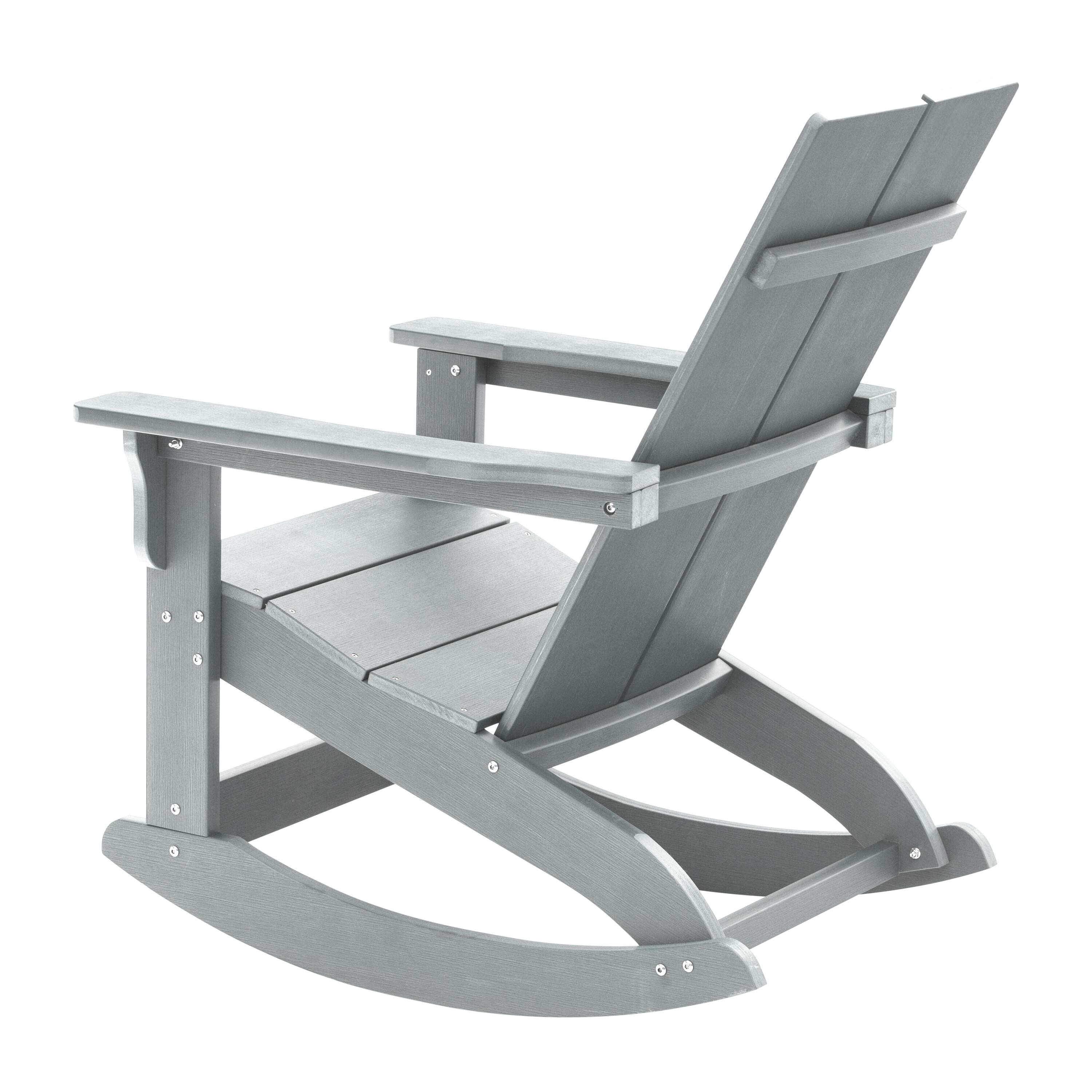Alt View 10. Emma + Oliver - Modern All-Weather Poly Resin Adirondack Rocking Chair for Indoor/Outdoor Use - Gray.