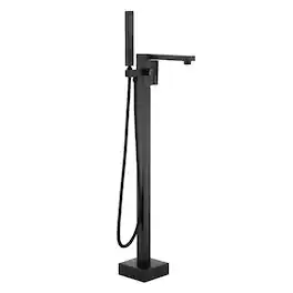 Boyel Living - Freestanding Floor Mount Single Handle Bath Tub Filler Faucet with Handheld Shower - Matte Black