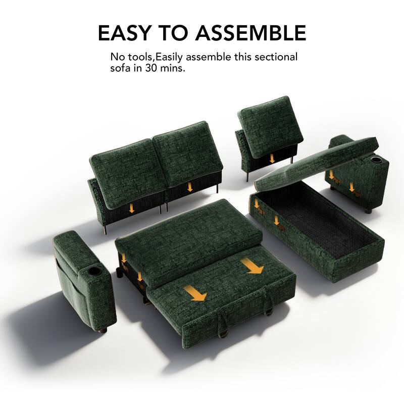 EASY TO ASSEMBLE

No tools, easily assemble this sectional sofa in 30 mins.