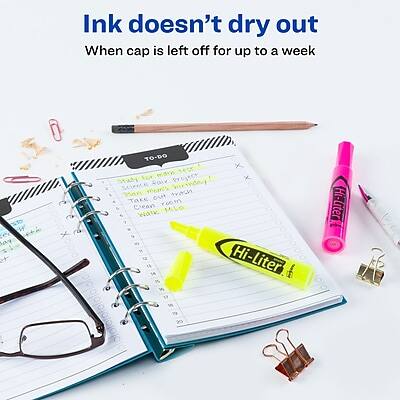 Ink doesn't dry out  
When cap is left off for up to a week  

Project X Science  
For writing  
Take room  
Clean  
Walk  

Hi-Liter  
10 to 10