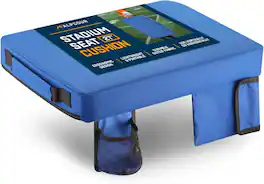 Alpcour - Portable Extra Thick Stadium Seat Cushion - 21x 15 Inch Bleacher Cushion with Side Pocket - Royal Blue - Black