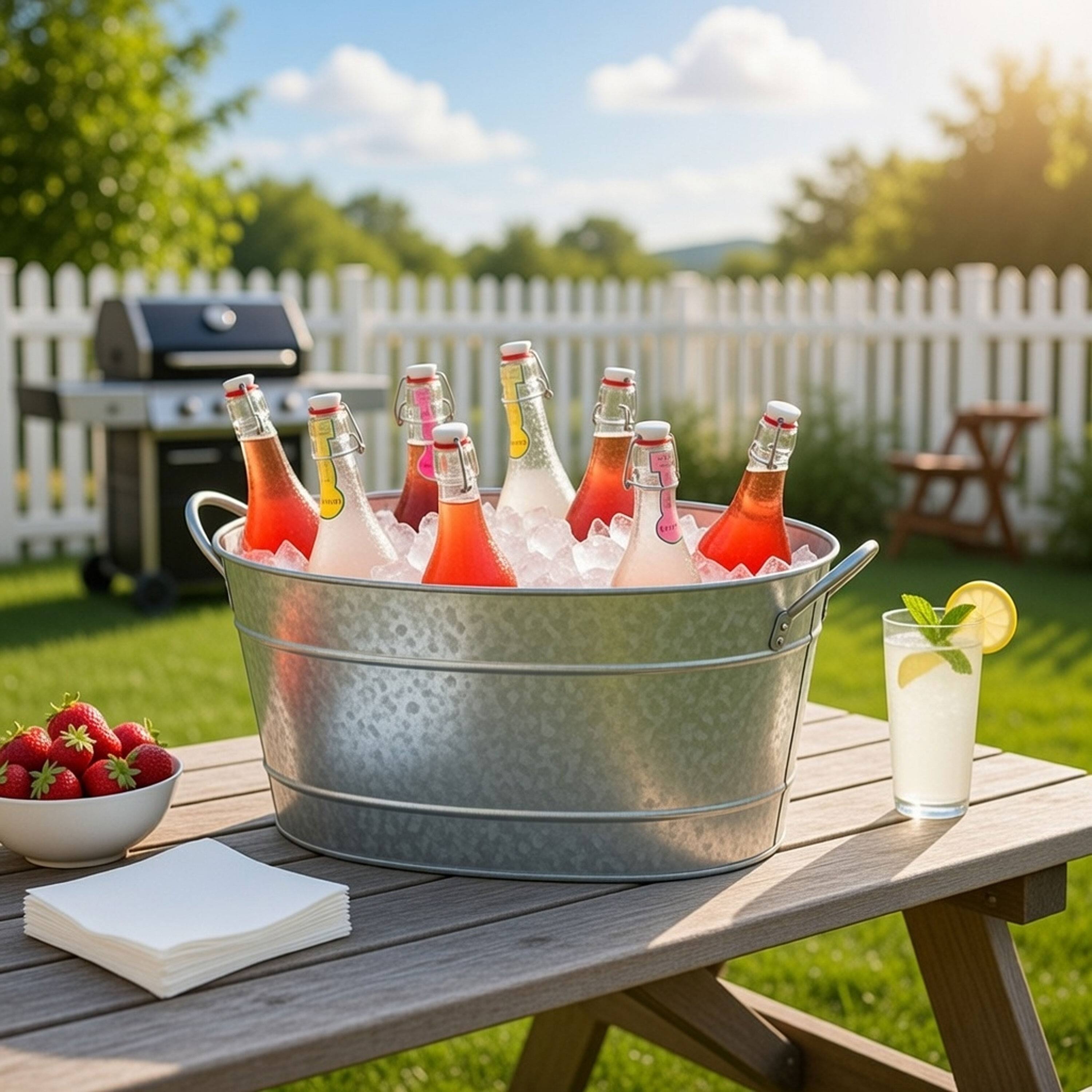 Alt View 4. Manhattan Lane - Lola 23 Inch Beverage Tub, 2 Handles - Gray.