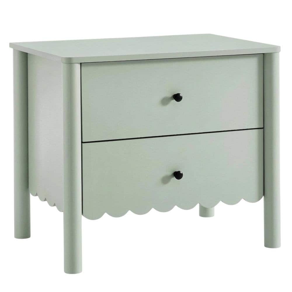 FurniFact - Nightstand with 2 Drawers in Elegant Finish for Bedroom Storage - Green