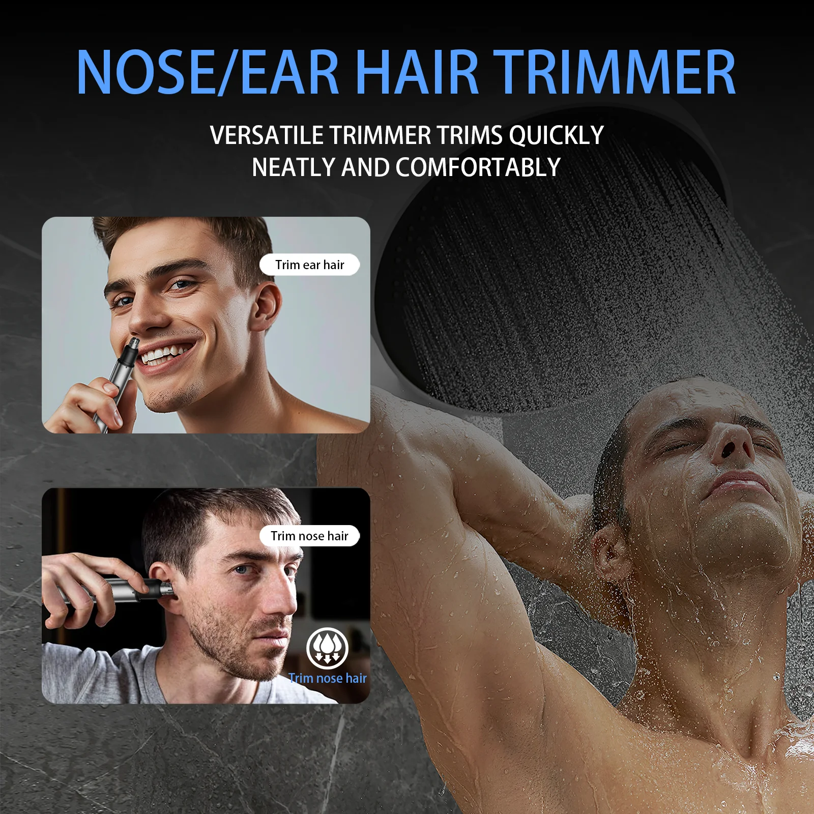 NOSE/EAR HAIR TRIMMER

VERSATILE TRIMMER TRIMS QUICKLY NEATLY AND COMFORTABLY

Trim ear hair

Trim nose hair

Trim nose hair