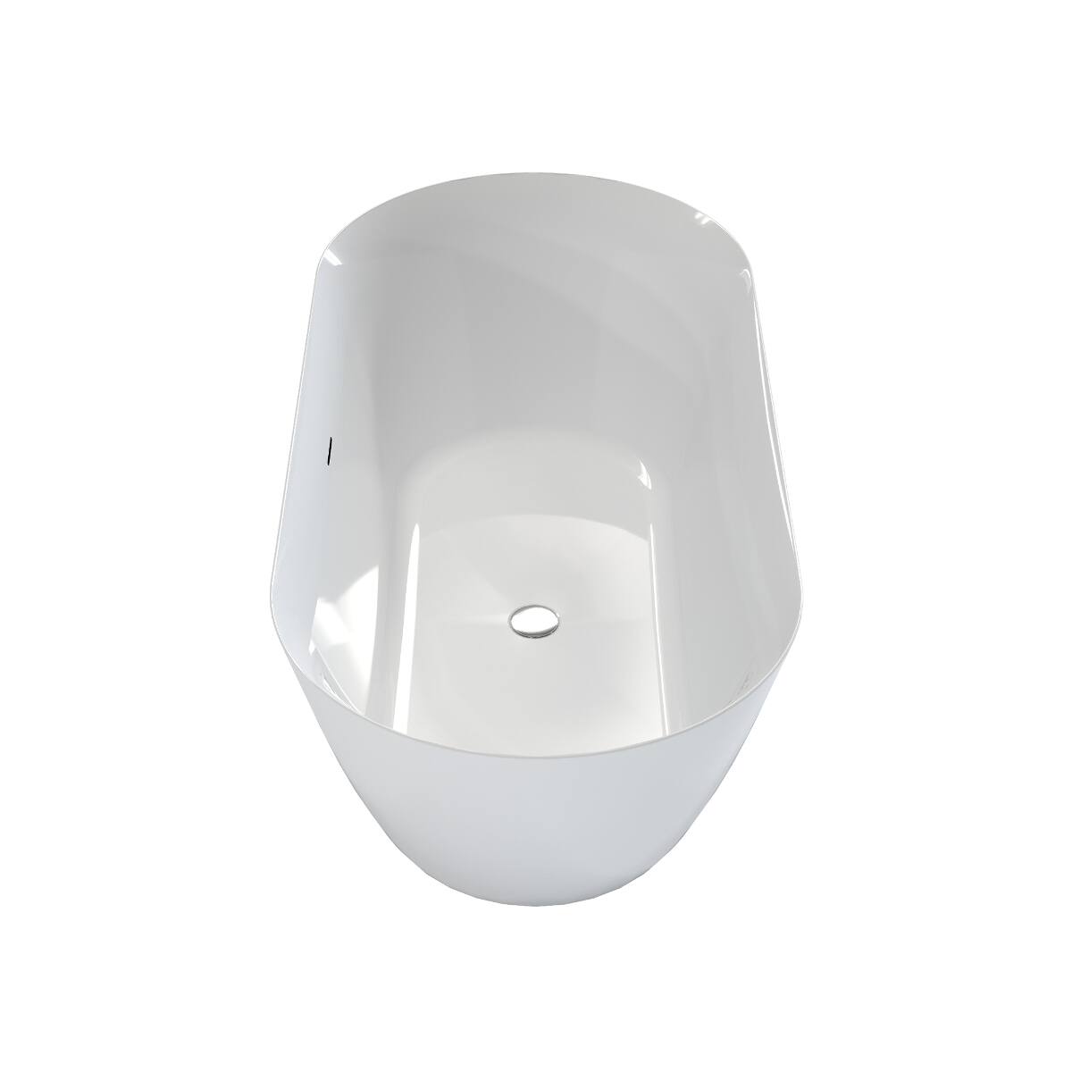 Alt View 10. Loheer - Loheer 55 Inch Acrylic Freestanding Bathtub Oval Deep Soaking Tub with Pop Up Drain and Integrated Overflow - Glossy White.