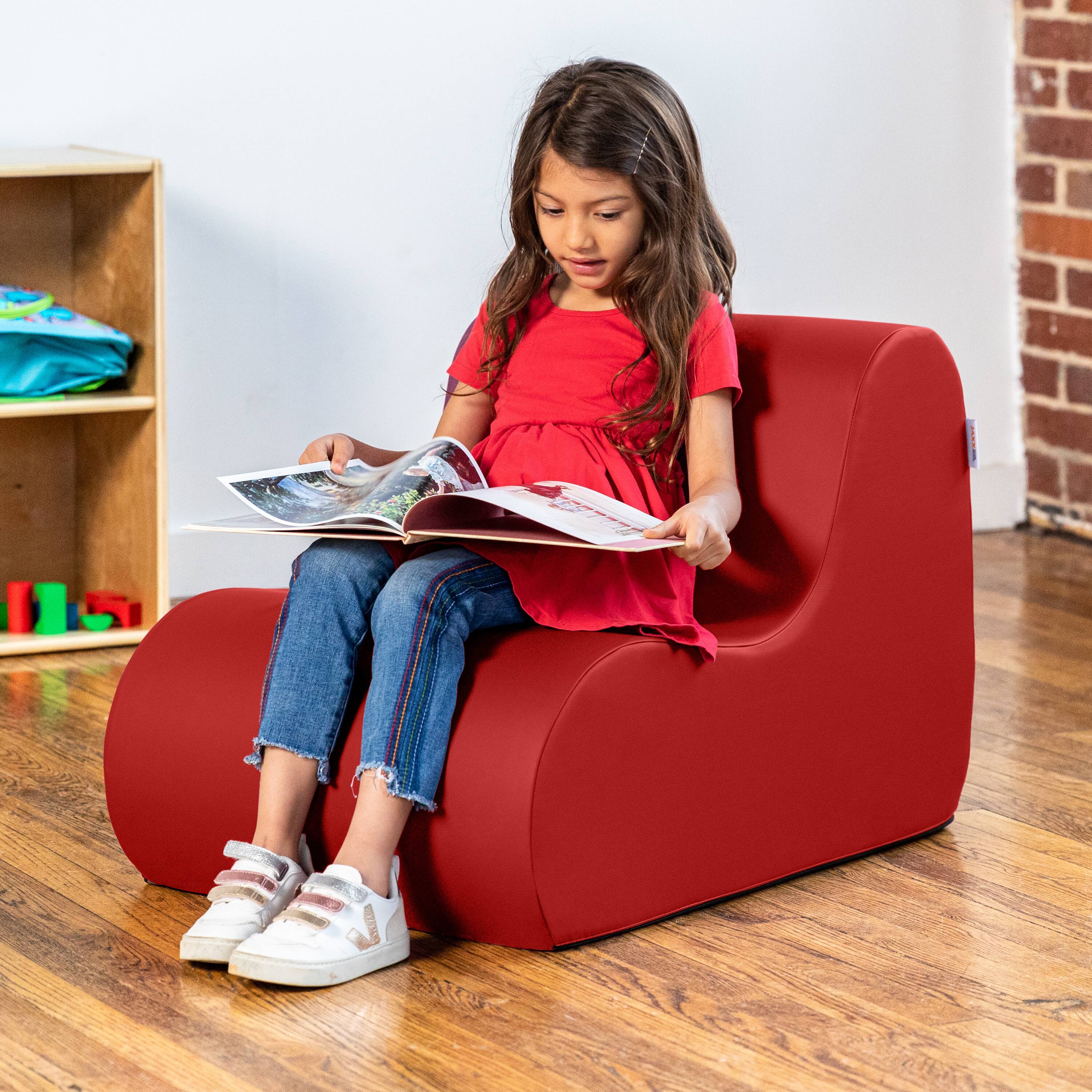 Back. Jaxx - Jaxx Midtown Small Classroom Soft Foam Chair - Premium Vinyl Cover, Red - Red.