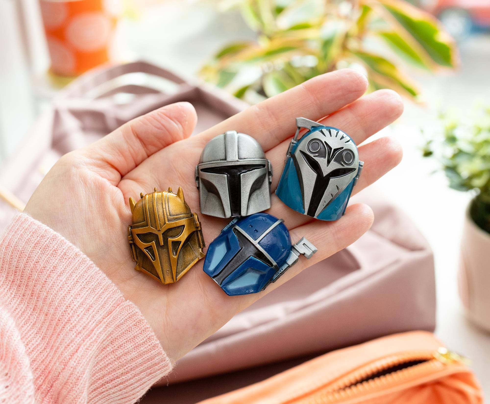 Alt View 2. SalesOne LLC - Star Wars: The Mandalorian 4-Piece 3D Metal Helmet Pin Set | Toynk Exclusive - Silver.