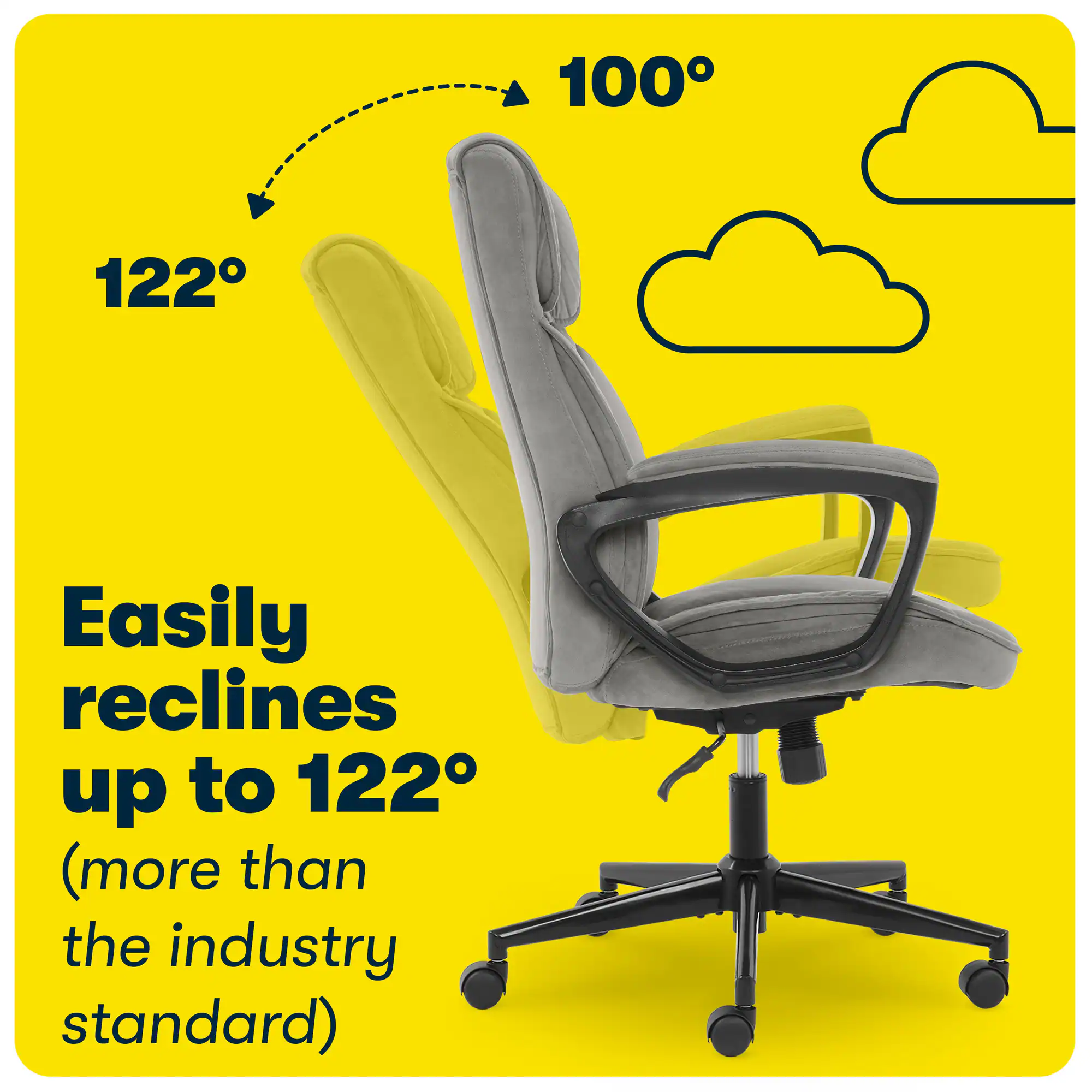 Alt View 16. Serta - Ergonomic Executive Office Chair with Lumbar Support Headrest Pillow Padded Armrests Swivel Soft Microfiber Fabric - Soft Plush - Gray.