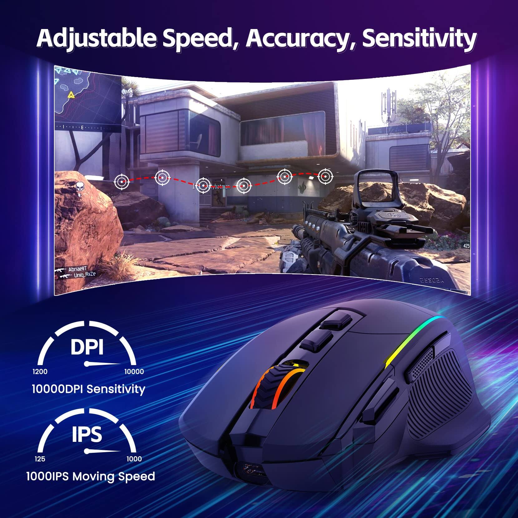 Adjustable Speed, Accuracy, Sensitivity

DPI
1200 - 10000
10000DPI Sensitivity

IPS
125 - 1000
1000IPS Moving Speed