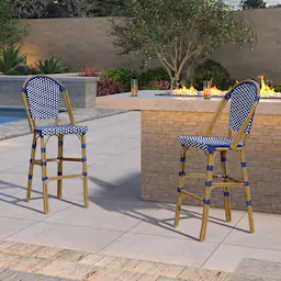 Bamboo Pattern/Royal Blue-Bar Stool