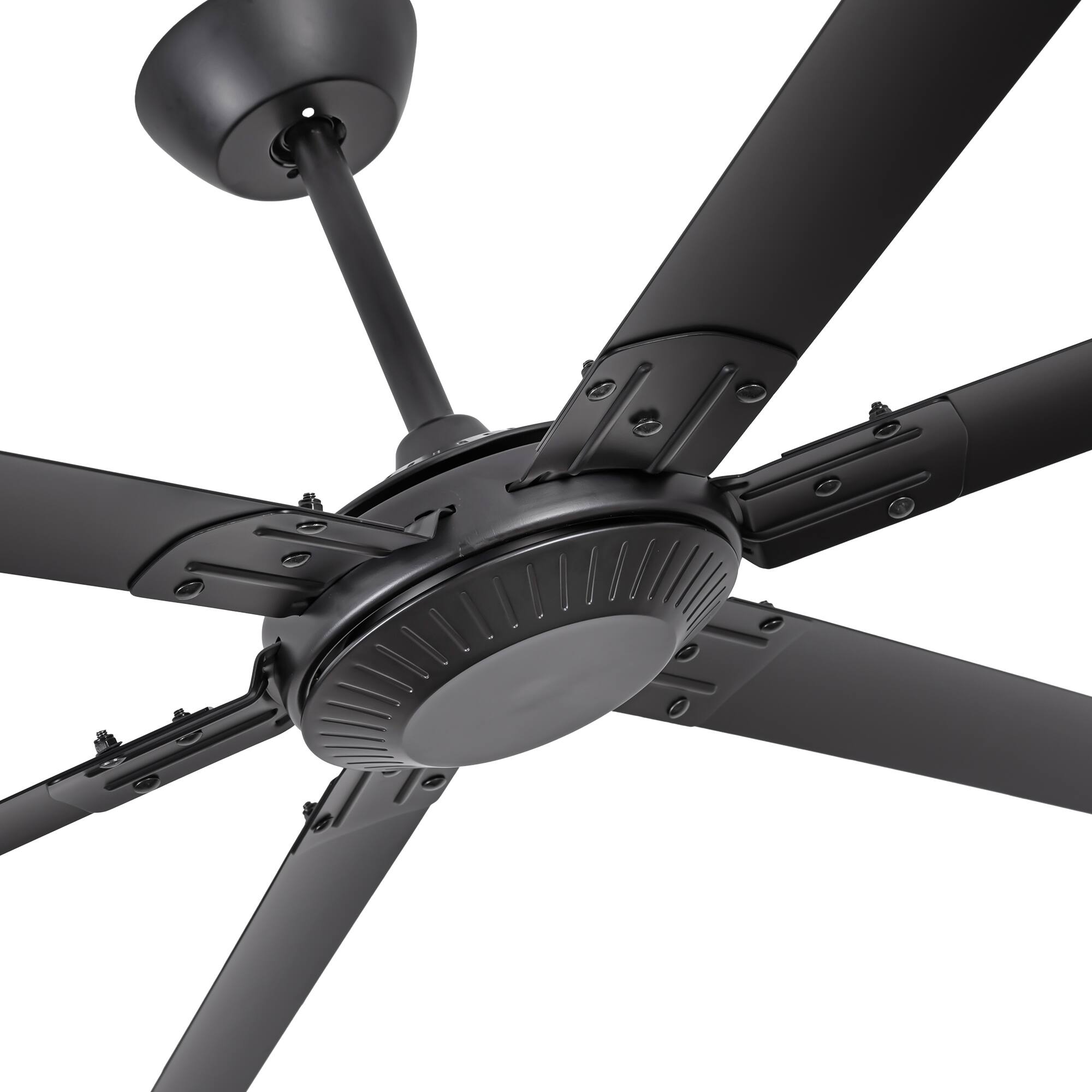 Alt View 1. Parrot Uncle - 120 Inch Industrial Aluminum 6 Blade DC Motor Large HVLS Ceiling Fan No Light - Black.