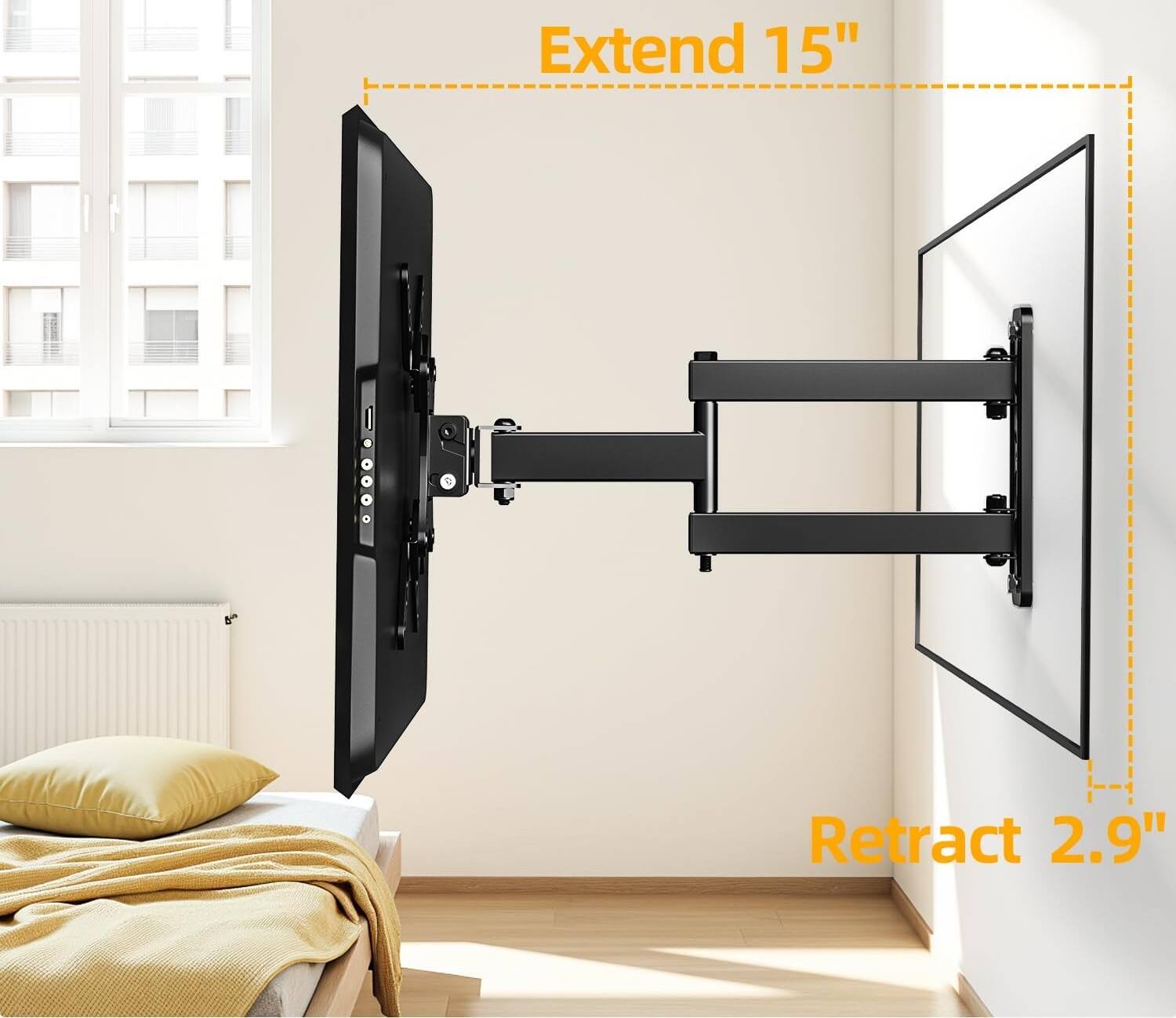 Extend 15"  
Retract 2.9"