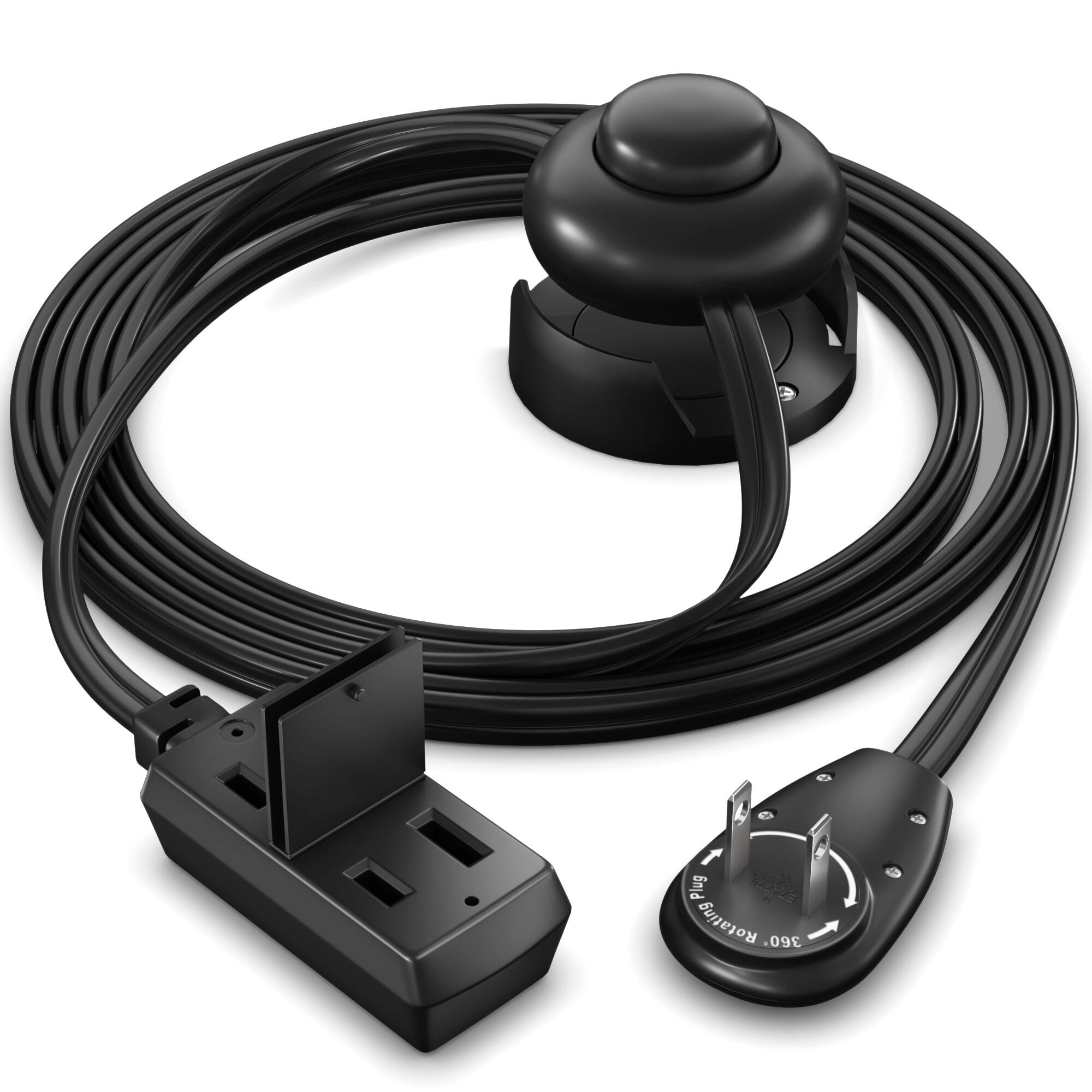 Maximm 4ft 360° Rotating Flat Plug Extension Cord with on and Off ...