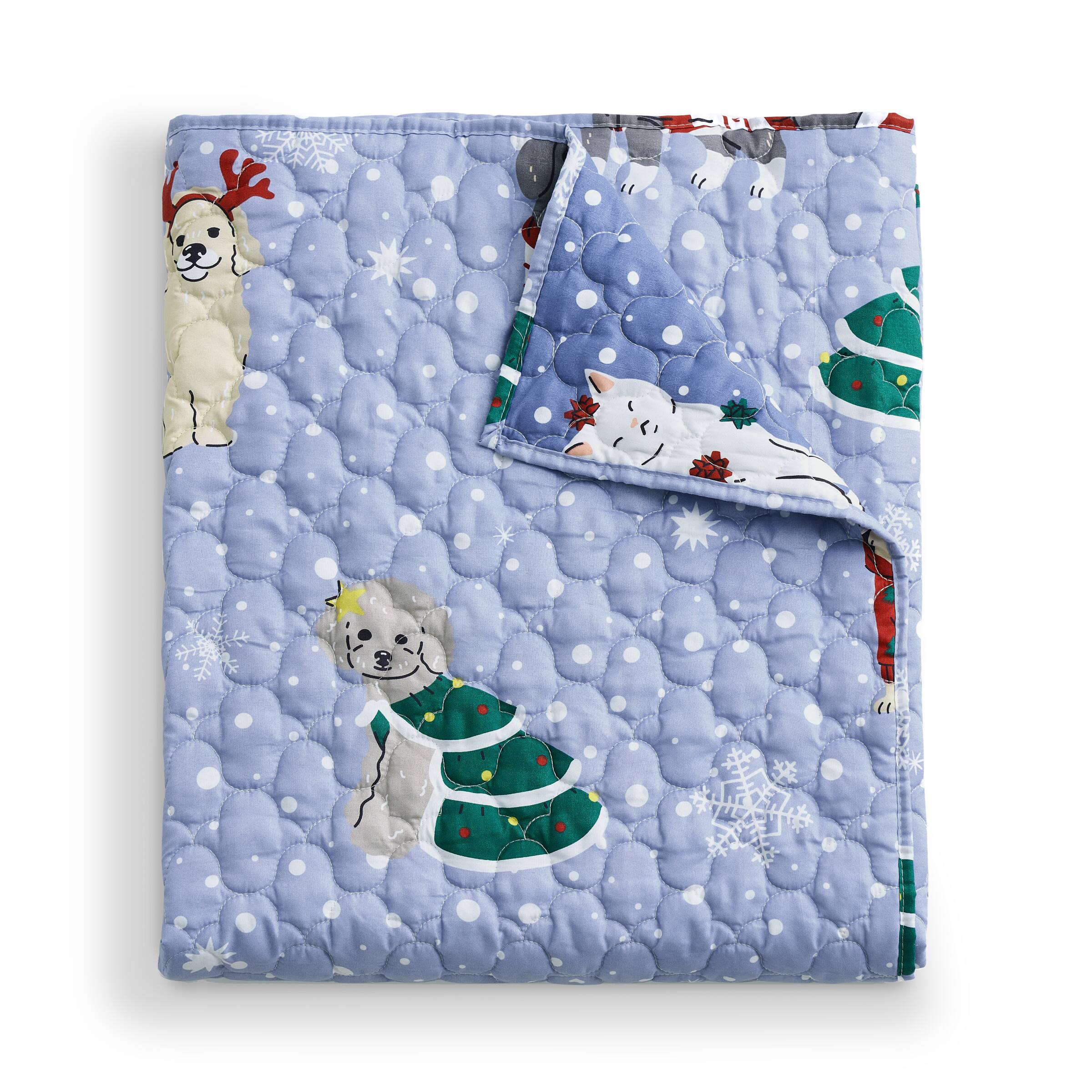 Left. BreeBe - Winter Whiskers Throw - Blue.