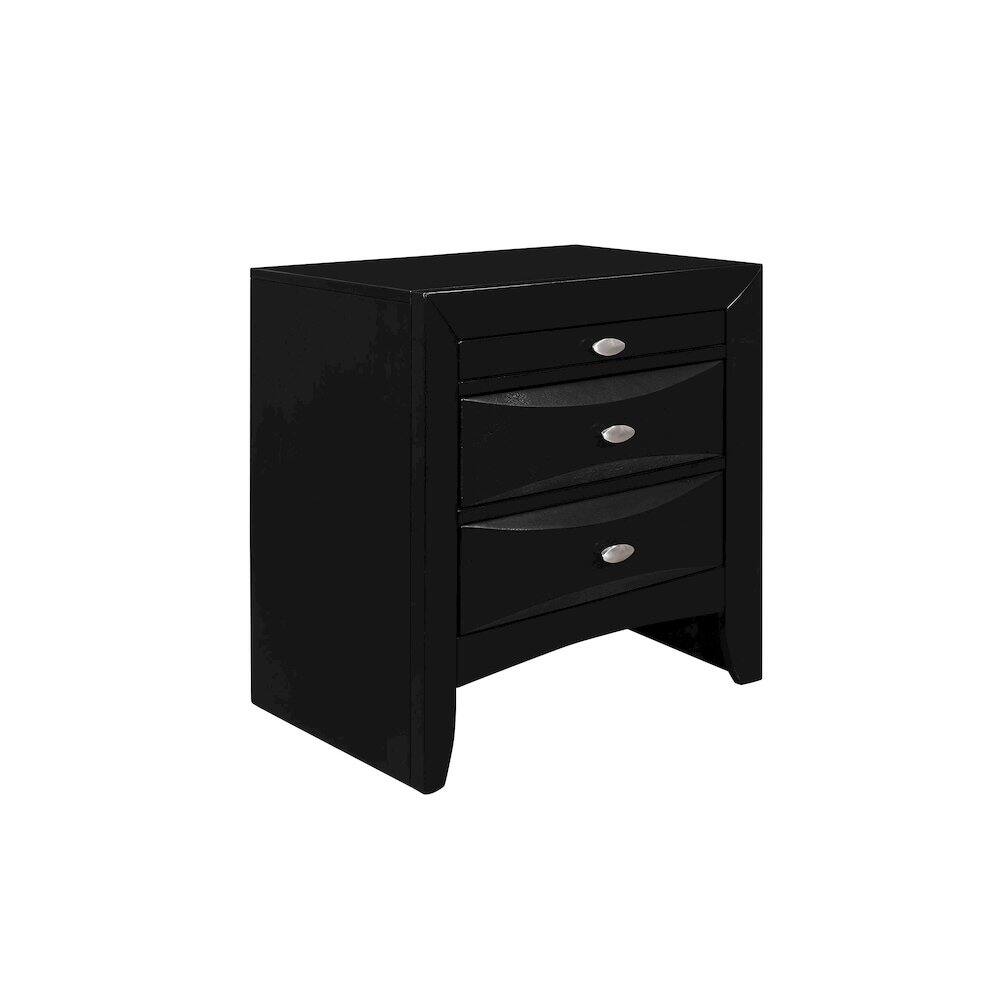Alt View 1. Global Furniture USA - Transitional Linda Black Nightstand, Black - Black.
