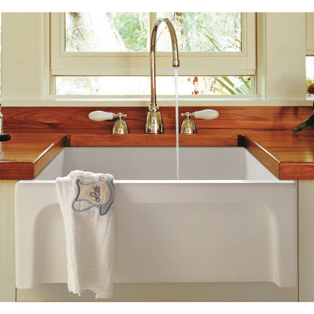 Alt View 1. Alfi - ALFI brand 24 White Arched Apron Thick Wall Fireclay Single Bowl Farm Sink - White.