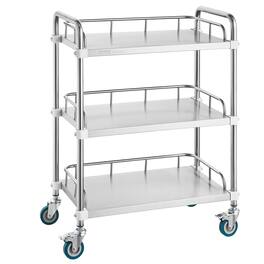 VEVOR - Lab Rolling Cart, 3-Shelf Stainless Steel Rolling Cart, Lab Serving Cart with Swivel Casters, Dental Utility Cart - Silver