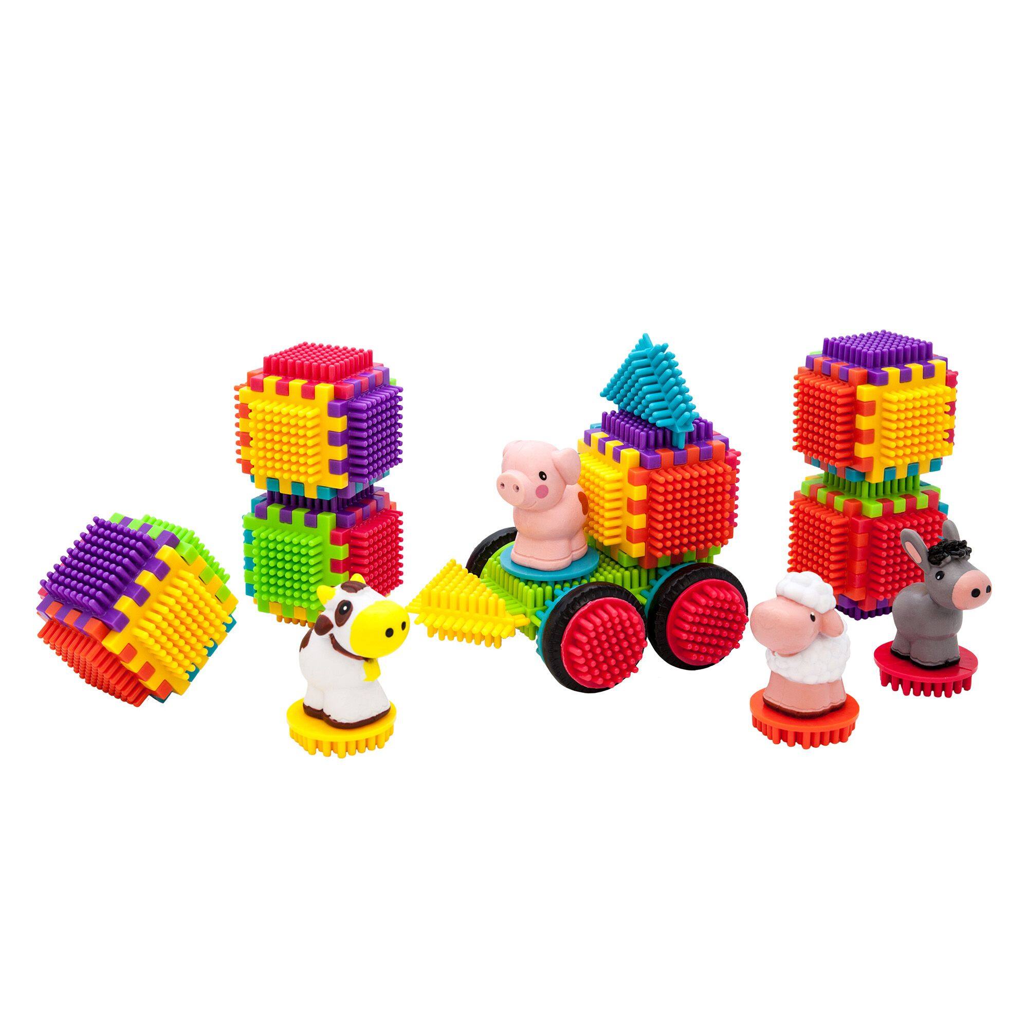 Alt View 2. PicassoTiles - PICASSO-TILES 151PCS Hedgehog Lock Block Building Tiles, STEM Educational Truck Theme Playset with Animal Figures.