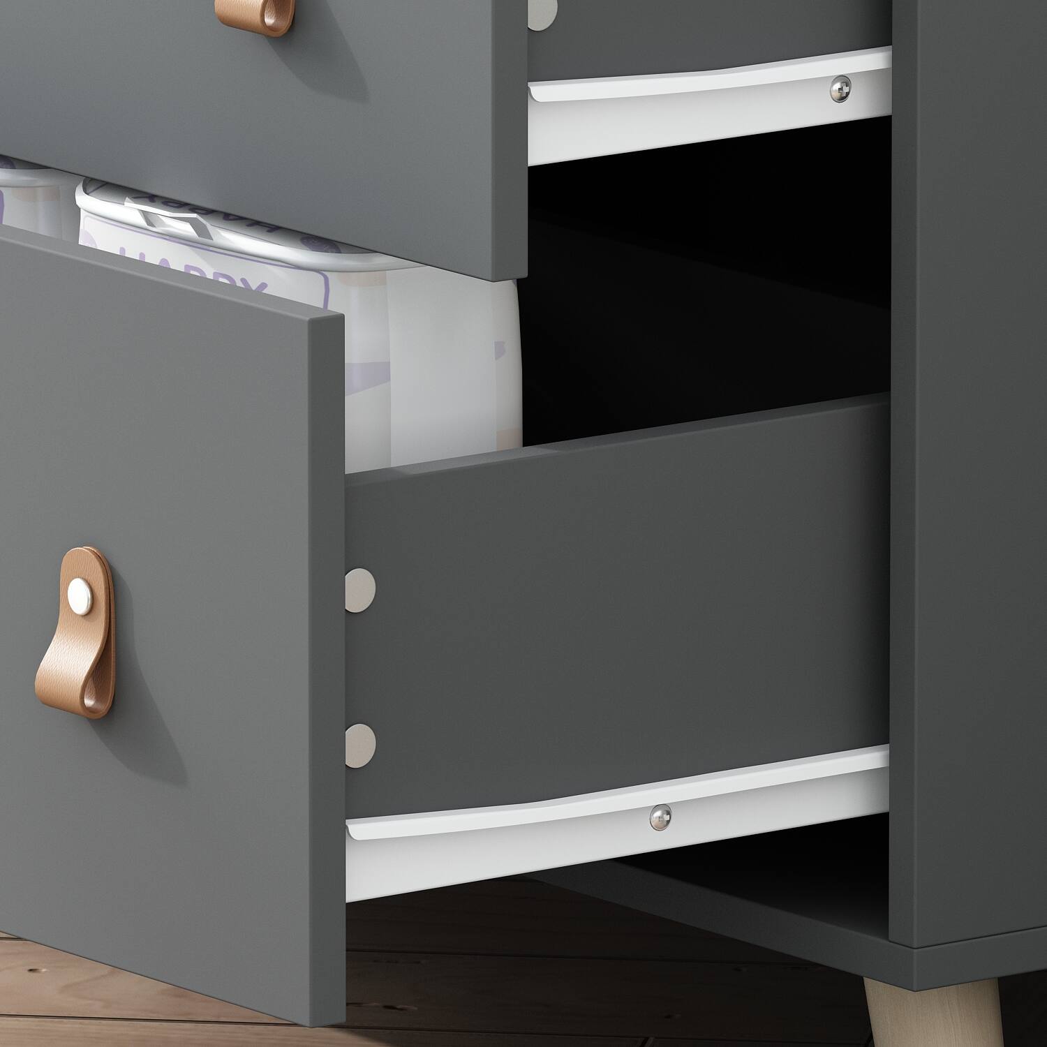 Alt View 10. FUFU & GAGA - FUFU&GAGA Steel - Frame Storage Bed: LED Lights, Multi - Drawer & Modern Style - Gray.