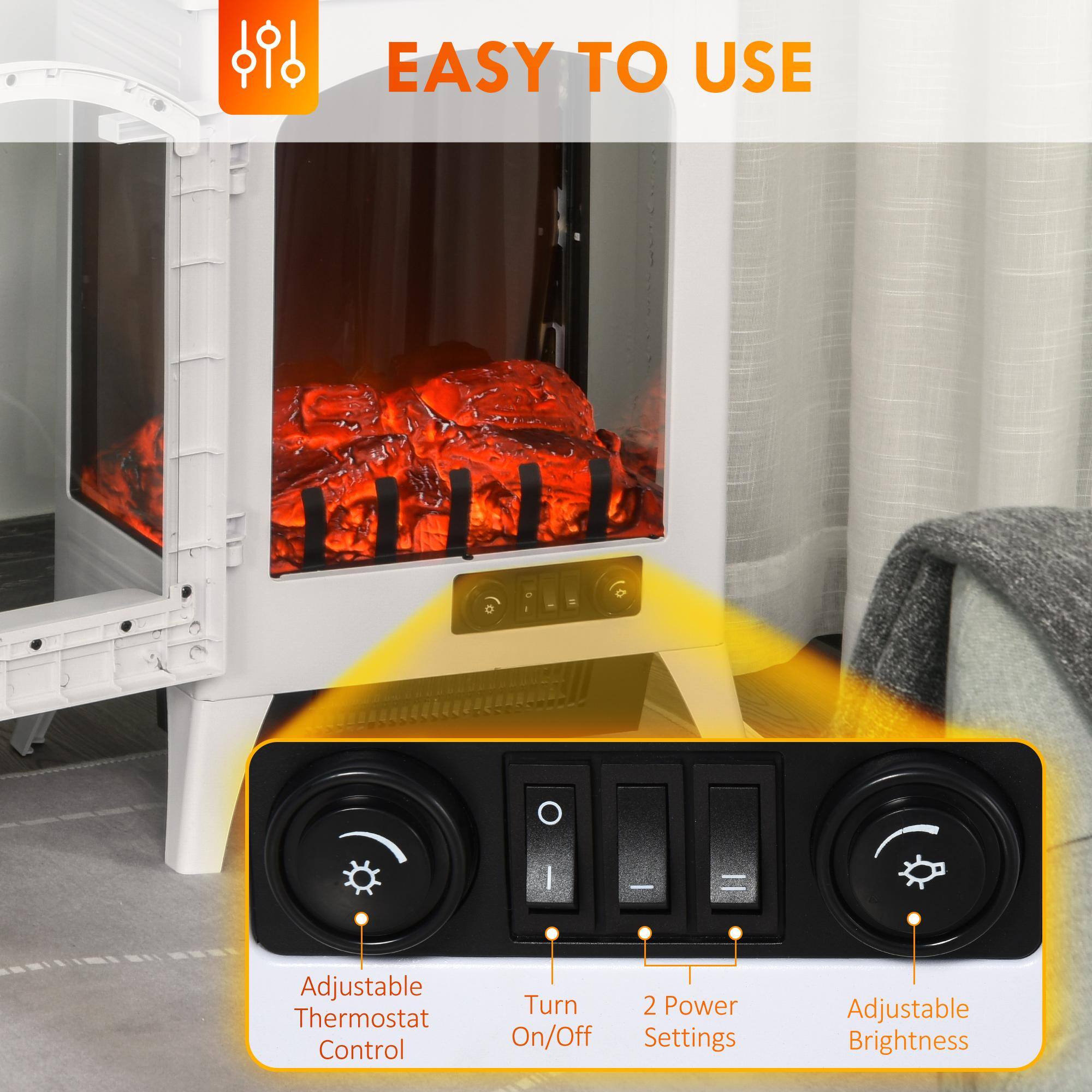 EASY TO USE

Adjustable Thermostat Control  
Turn On/Off  
2 Power Settings  
Adjustable Brightness