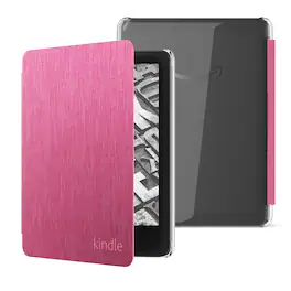 Amazon - Fabric Case with Clear Back for Kindle Paperwhite (2024 Release) and Kindle Colorsoft Signature Edition - Raspberry