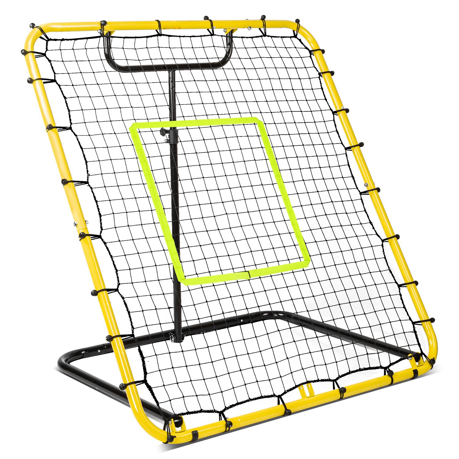 Angle. PlayaPut - Baseball Rebounder Net 4 x 4.5 FT Baseball Training Equipment Baseball Bounce Back Net with 5 Ball Return Angles - YELLOW.