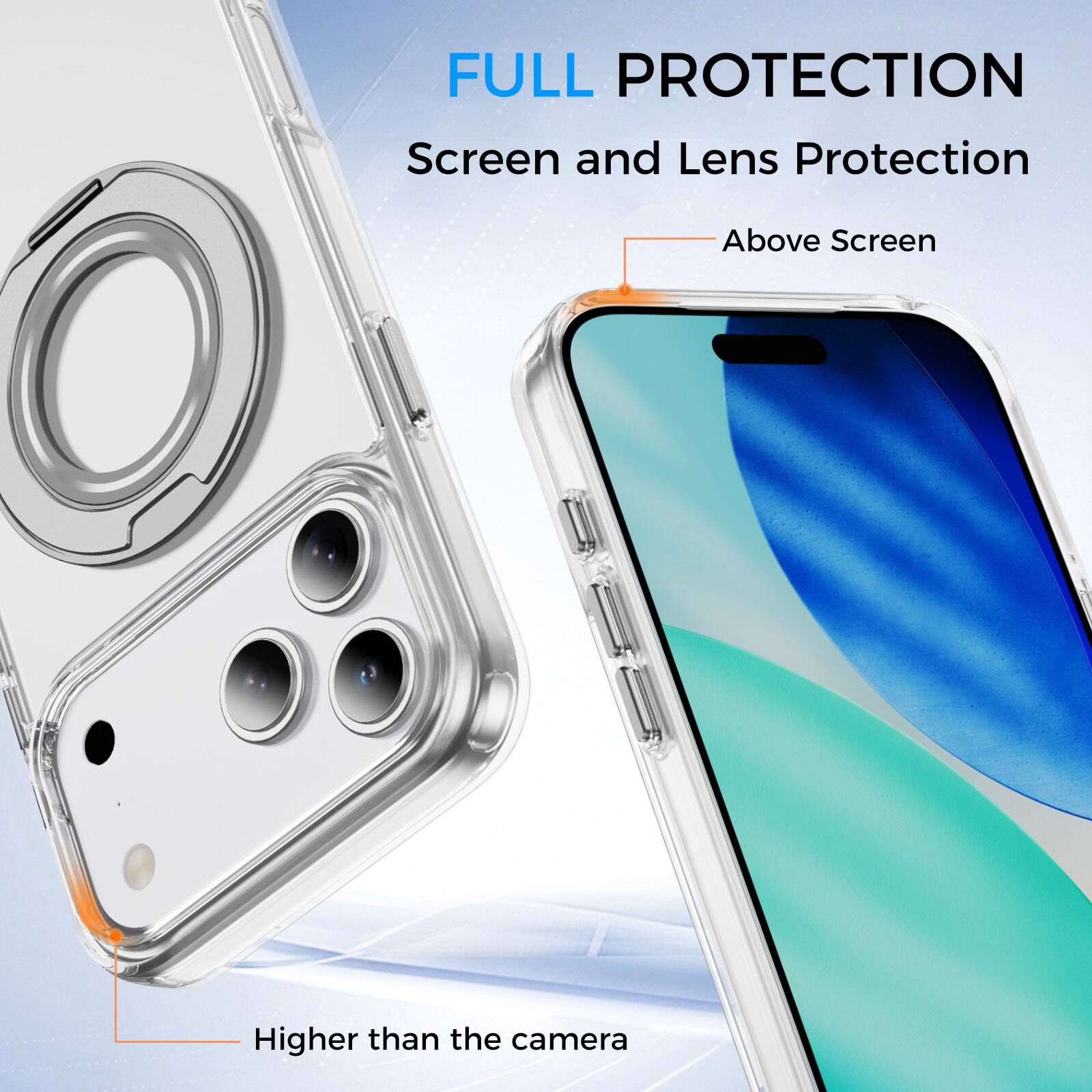 FULL PROTECTION  
Screen and Lens Protection  

Above Screen  

Higher than the camera