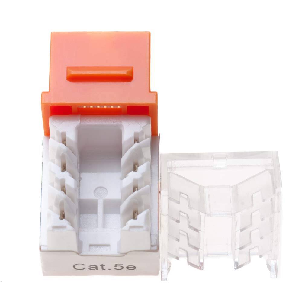 Alt View 1. Cables Direct Online - Cat5e 45° Angled RJ45 Keystone Jack, 8P8C 110 Punch-Down, Gold-Plated Contacts, 1Gbps, ANSI/TIA Compliant - Orange.