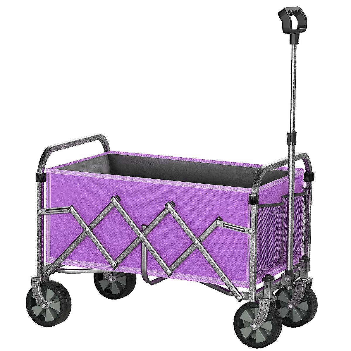 Alt View 4. Loheer - Loheer Heavy Duty Collapsible Wagon with Adjustable Handle and All Terrain Wheels, Purple.