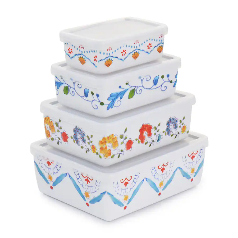 Gibson Home 8 Piece Anaya Rectangular Nesting Food Storage Set White ...
