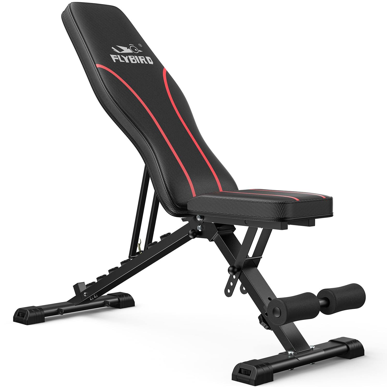 Front. FLYBIRD - Adjustable Bench,Utility Weight Bench for Full Body Workout- Multi-Purpose Foldable Incline Bench - ‎Black-red.