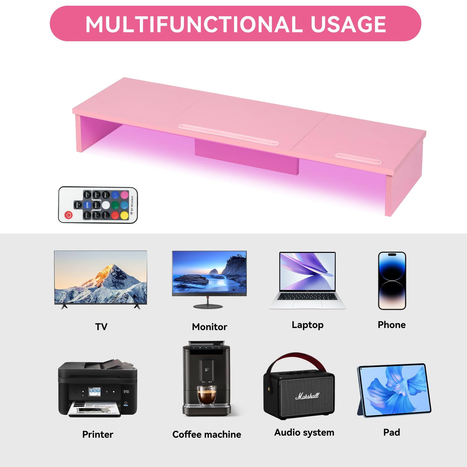 MULTIFUNCTIONAL USAGE

- TV
- Monitor
- Laptop
- Phone
- Printer
- Coffee machine
- Audio system
- Pad