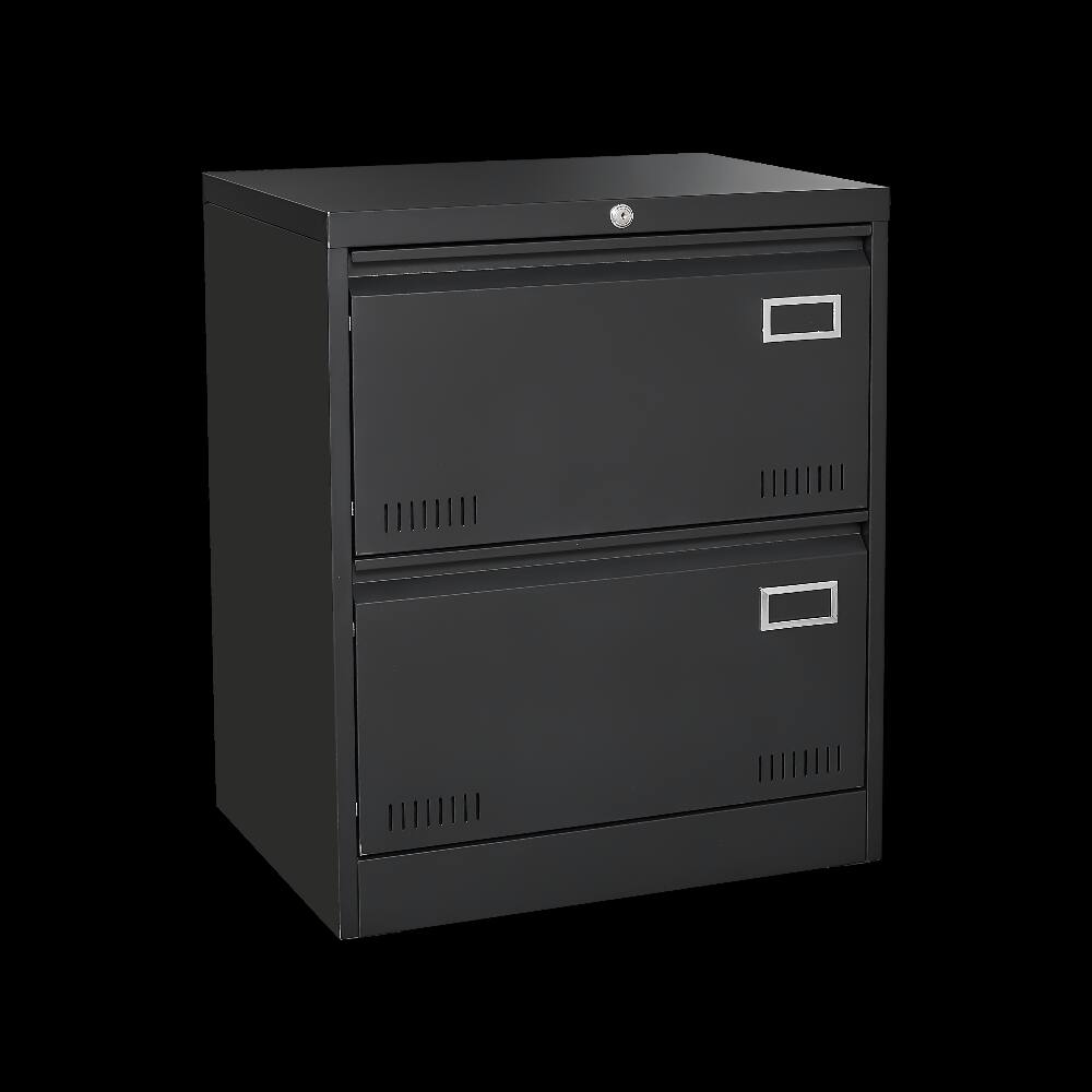 Alt View 10. Loheer - Loheer 2 Drawer Lateral File Cabinet with Lock Black Metal Filing Cabinet for Home Office Legal Letter A4 Size.