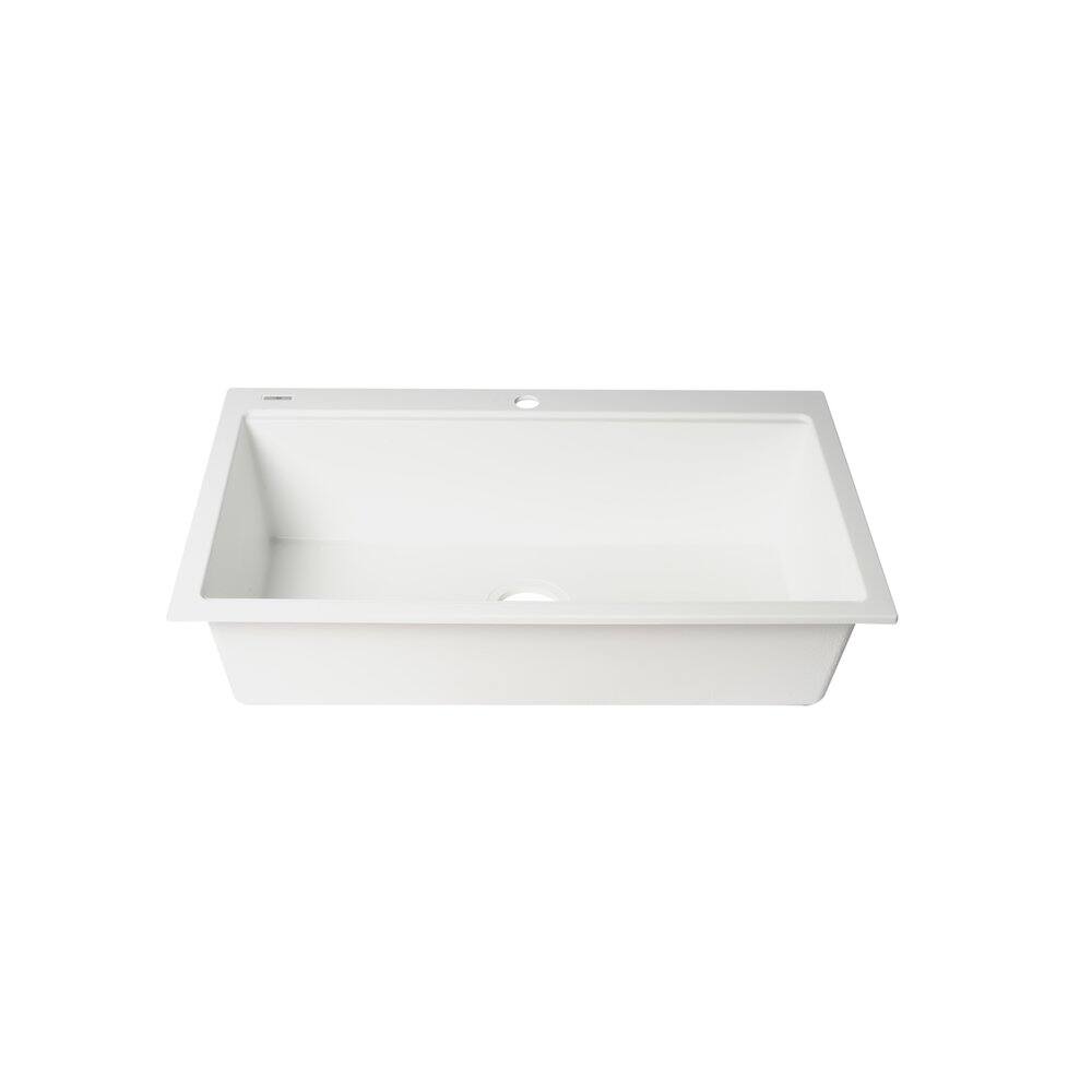 Alt View 5. Alfi - ALFI brand White 33 Granite Composite Workstation Step Rim Single Bowl Drop In Sink - White.