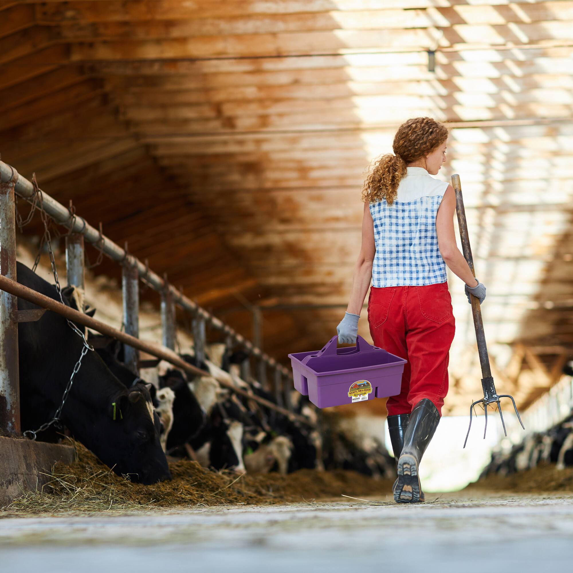 Alt View 3. Little Giant - Little Giant DuraTote Plastic Box Organizer w/2 Compartments & Handle, Purple - Purple.