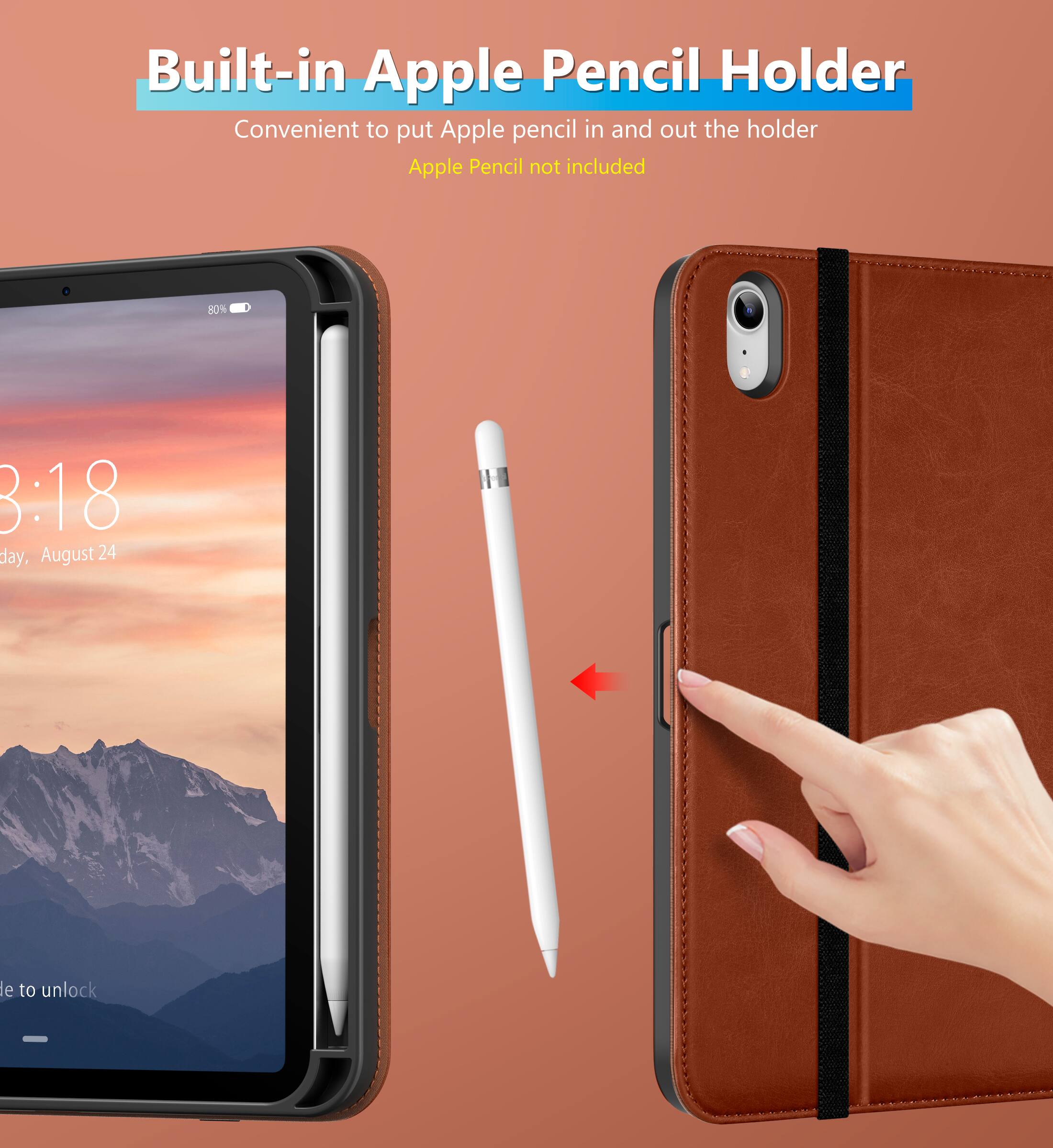 Built-in Apple Pencil Holder  
Convenient to put Apple pencil in and out the holder  
Apple Pencil not included  

80%  
3:18 PM, August 24  

e to unlock