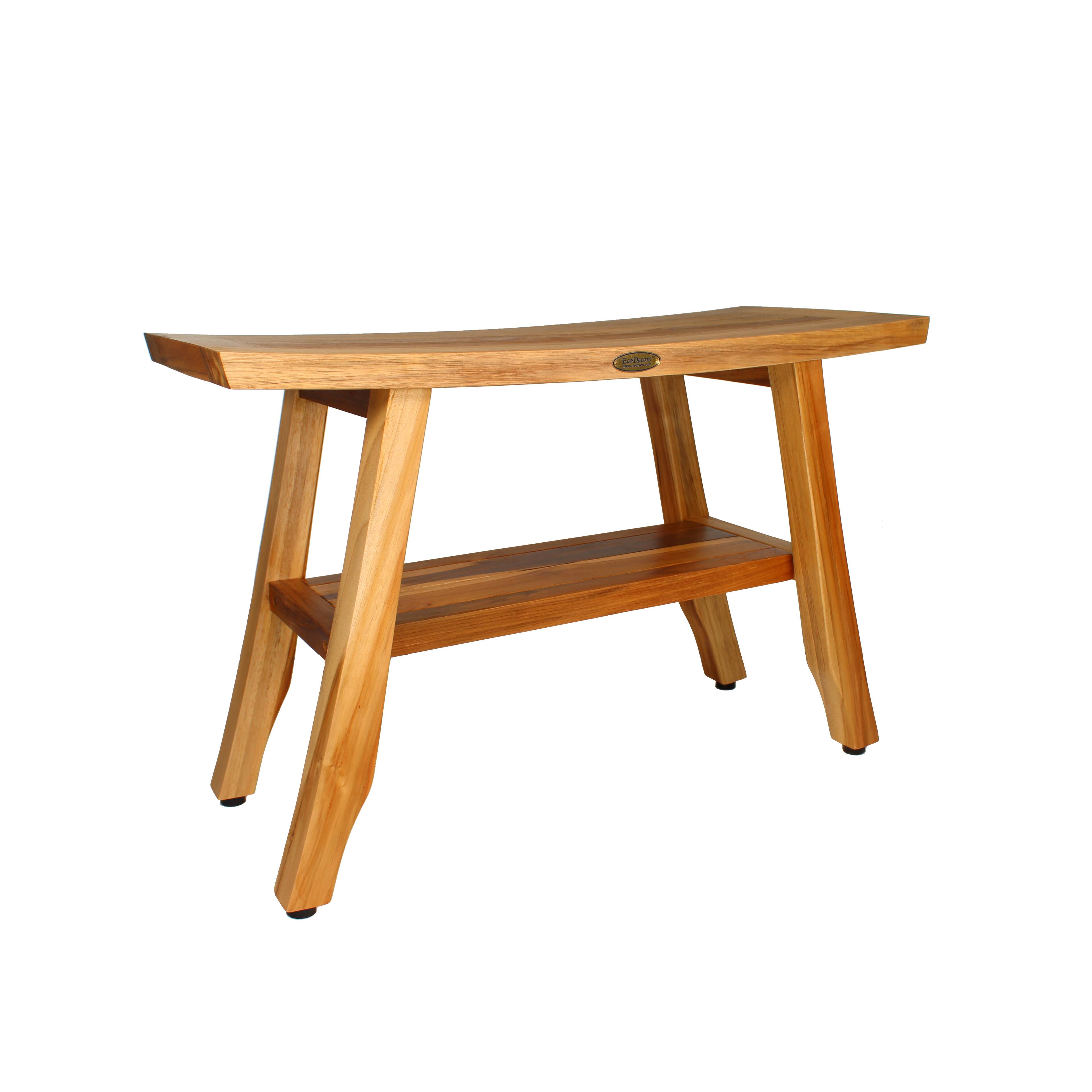 Angle. EcoDecors - EcoDecors 28 Inch Satori Natural Teak Waterproof Teak Wood Shower Bench - EarthyTeak.