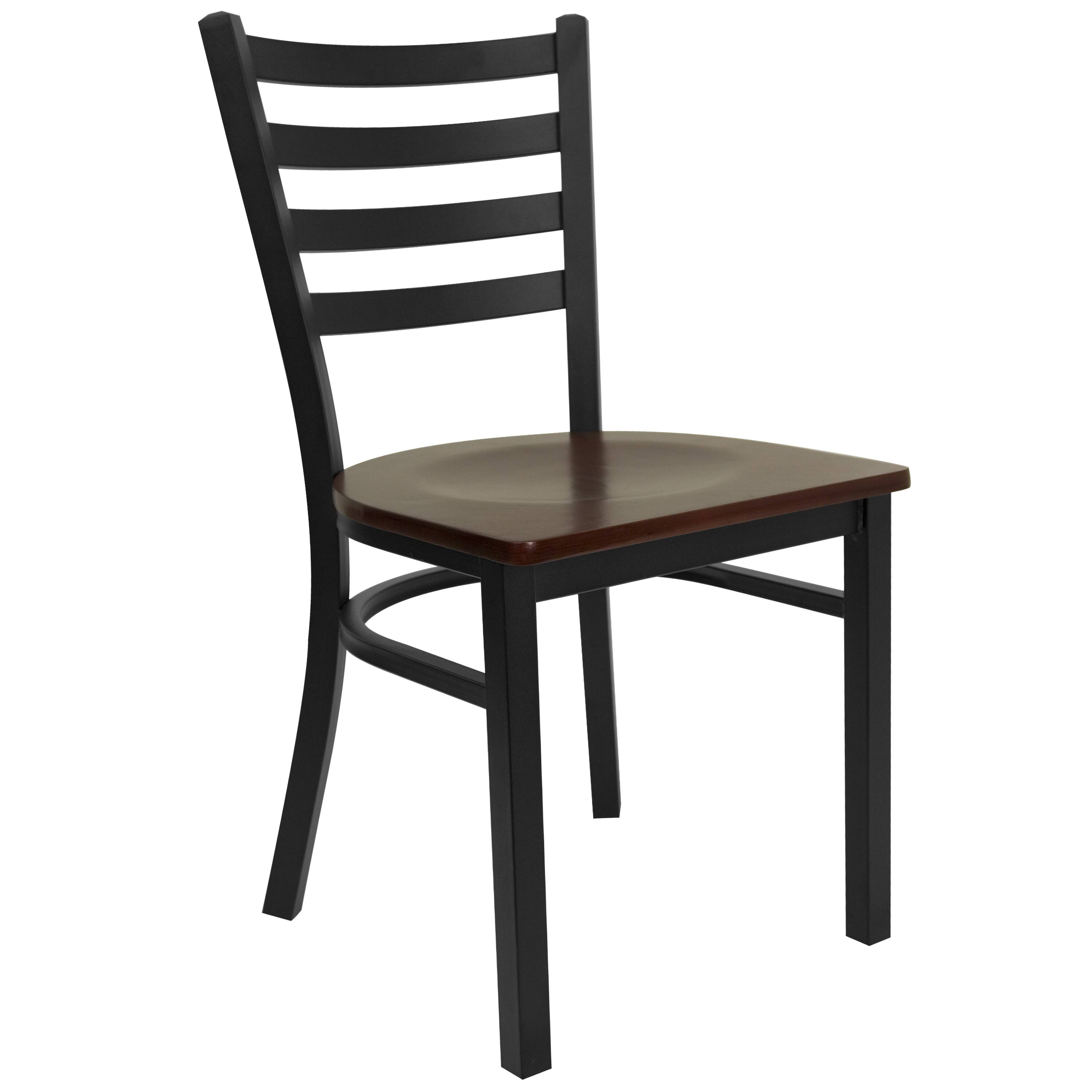 Mahogany Wood Seat/Black Metal Frame