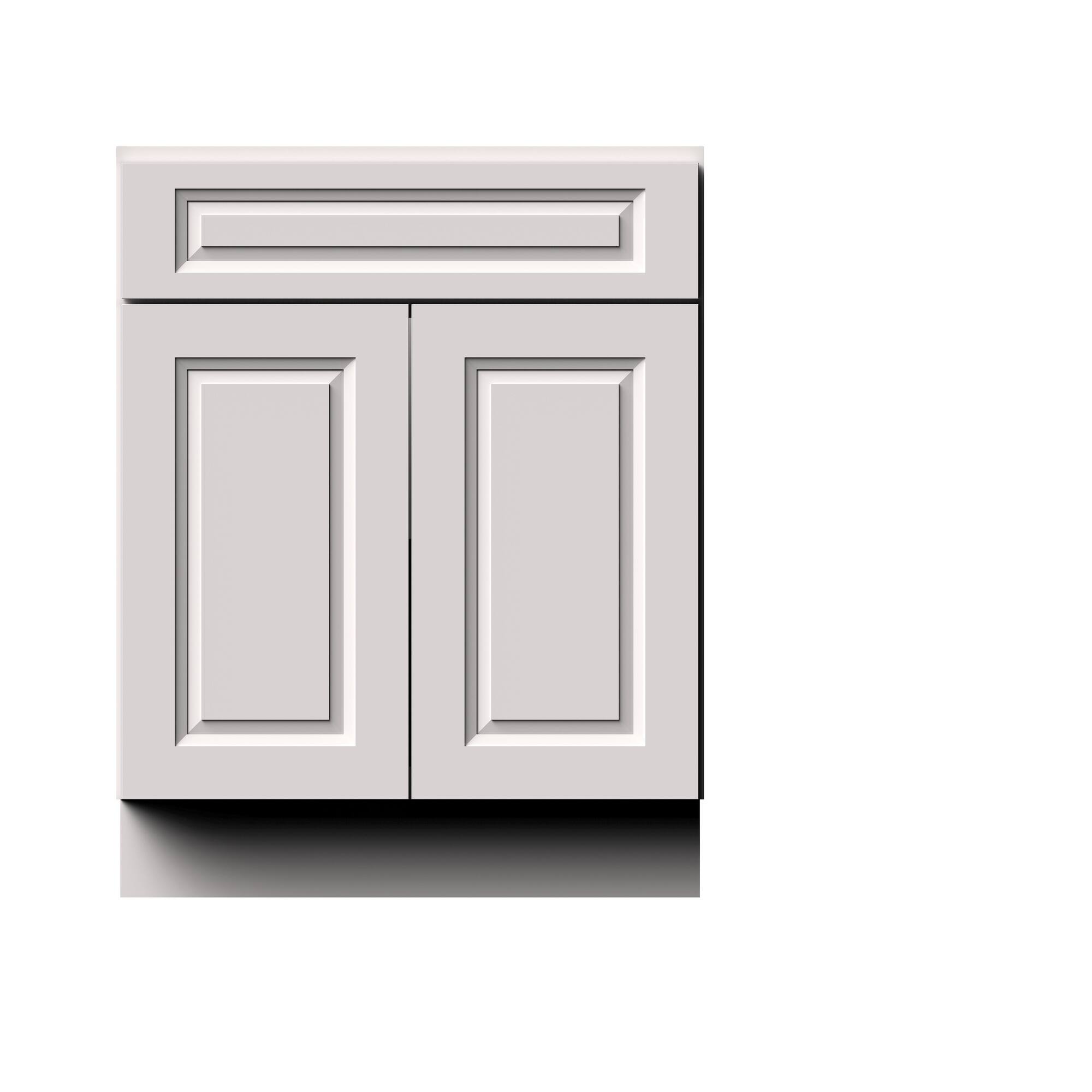 Alt View 1. Boyel Living - 27-in W x 34.5-in H x 24-in D Shaker RTA Kitchen Base Cabinet with Soft-Close - Glacier White.