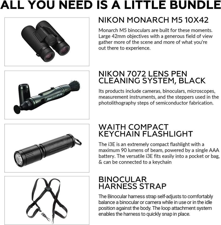 Lens Measuring Instrument Nikon 16768 Monarch M5 10x42 Binocular w/ Lens Pen, Vortex Harness ...